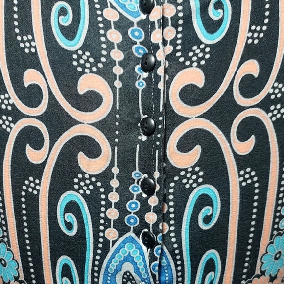 Free People Floral Boho Button Up Back Sleeveless Stretch Blue Mini Dress Size 6 - Picture 9 of 16